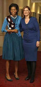 First Lady Michelle Obama joins Sarah Brown, the wife of UK PM Brown, and other spouses of G20 leaders at a special performance of Giselle at the Royal Opera House in London on April 2, 2009.