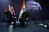 President Barack Obama meets with India's Prime Minister Manmohan Singh at the G20 Summit in the Excel Centre in London.