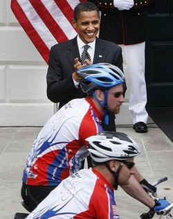 Watch the White House YouTube of President Obama at the Warrior Soldiers Ride on April 30, 2009.
