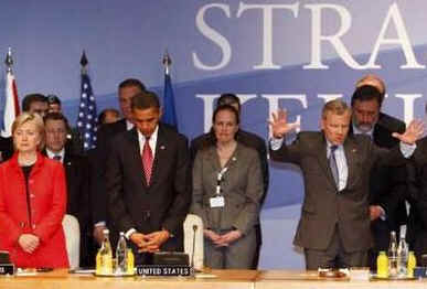 NATO Secretary General Scheffer at NAC meetings with Obama. President Barack Obama and NATO leaders attend the 60th Anniversary NATO North Atlantic Council meetings in Strasbourg, France on April 4, 2009. President Obama welcomed Croatia and Albania to the NATO family of countries.