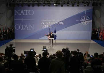 President Barack Obama holds a press conference at the end of the 60th Anniversary NATO Summit in Strasbourg, France.