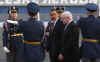 The first couple are greeted by Czech President Vaclav Klaus and his wife Livia. 