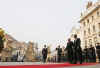 President Obama inspects a Czech honor guard after his arrival at the medieval Prague Castle.