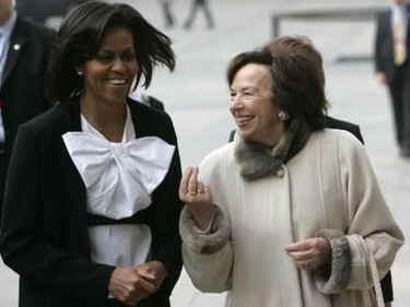 US First Lady Michelle Obama and Czech First Lady Livia Klaus tour Vitus Cathedral.
