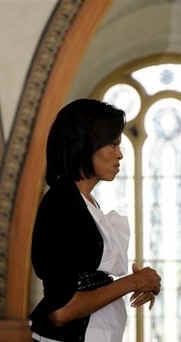 Michelle Obama tours a Jewish synagogue and museum, an ancient Jewish cemetery.