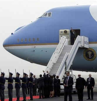President Barack Obama leaves Prague on Air Force One for Ankara, Turkey the next city on Obama's European tour.