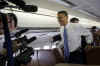On July 7 (7/7), 2008 Obama’s campaign plane declares an emergency and is re-routed from Chicago (7 letters) and diverted to St. Louis (7 letters). The original destination of Barack Obama's 7/7 plane was Charlotte, NC. Photo: Barack Obama on diverted 7/7 flight talks and jokes with reporters.