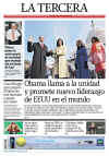 President Barack Obama dominates international newspaper front pages with headlines of Barack Obama's presidential inauguration on January 20, 2009.
