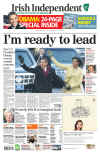 Irish Independent - January 21, 2009 - President Barack Obama Headlines on British and Irish Newspaper Front Pages.