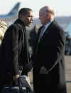 President-elect Barack Obama drops his Blackberry on the airport tarmac while getting out of his limousine on January 16, 2009. A Secret Service agent retrieves the dropped Blackberry and hands it Obama. The Secret Service advised Obama to seek an alternative to his Blackberry for security reasons, however Obama's Blackberry device was re-designed for security and President Obama was able to keep his treasured Blackberry.