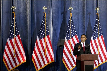Barack Obama delivers a passionate speech on patriotism on June 30, 2008. The theme of the Independence, Missouri speech is "The America We Love."