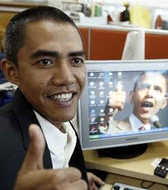 A reporter in Jakarta Indonesia, Obama's former home, bears a resemblance to President Barack Obama. The 34-year old Iham Anas is now well-known in Indonesia do to a media frenzy surrounding his similar looks to US President Obama.