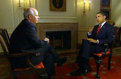  CBC's Peter Mansbridge interviews President Barack Obama at the White House on February 17, 2009.