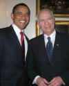 CBC's Peter Mansbridge poses with President Barack Obama at the White House on February 17, 2009.