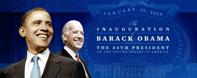 President-elect Barack Obama and Vice President-elect Joe Biden appear on Barack Obama's web site banner. The Inauguration of the 44th President on January, 20, 2009 in Washington, DC.