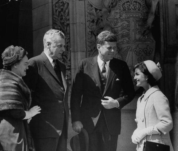 President John F. Kennedy visits Ottawa, Canada in May 1961. President John F. Kennedy and First Lady Jacqueline Kennedy meet with Canadian Prime Minister John Diefenbaker.