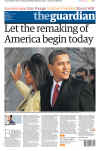 The Guardian - January 21, 2009 - President Barack Obama Headlines on British and Irish Newspaper Front Pages.