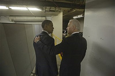 Barack Obama and Joseph Biden talk on election night - November 4th, 2008.