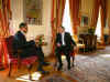 UK Prime Minister Gordon Brown and Barack Obama meet at the British Embassy in Washington on April 17, 2008.