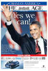 Australia-Melbourne-Th eAge. Newspaper front pages from around the world headline Barack Obama's historic US presidential victory.