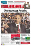 Austria-Vienna-Kurier. Newspaper front pages from around the world headline Barack Obama's historic US presidential victory.