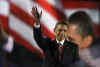 Barack Obama after delivering a memorable and historic speech in front of a huge Chicago crowd and a worldwide TV audience on November 4, 2008.