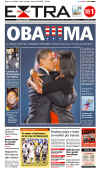 Brazil-Rio de Janeiro-Extra. Newspaper front pages from around the world headline Barack Obama's historic US presidential victory.