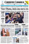 Toronto - Corriere Canadese - November 5, 2008 - Barack Obama's historic victory on the front page of Canadian newspapers.