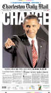 Charleston (WVA) Daily Mail newspaper front page on November 5, 2008 featuring Barack Obama's historic victory as the 44th US President.