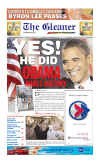 Jamaica-Kingston-The Gleane. Newspaper front pages from around the world headline Barack Obama's historic US presidential victory.