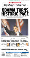 The Louisville Courier Journal newspaper front page image on November 5, 2008 featuring Barack Obama's historic victory as the 44th US President.