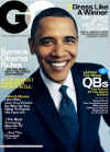 Barack Obama on the front cover of GQ magazine in the August 2007 issue.