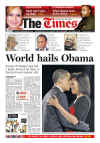 South Africa-Johannesburg-The Times-Nov 6/08. Newspaper front pages from around the world headline Barack Obama's historic US presidential victory.