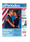 Spain-Barcelona-El Periodico De Catalunya-Nov 6/08. Newspaper front pages from around the world headline Barack Obama's historic US presidential victory.
