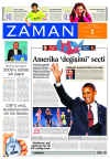 Turkey-Istanbul-Zaman. Newspaper front pages from around the world headline Barack Obama's historic US presidential victory.