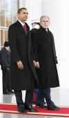 Barack and Michelle Obama leave the White House and depart for Inaugural Ceremonies at the Capitol building.