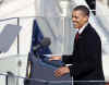 Barack Obama delivers a powerful 18 minute speech declaring change will happen immediately but results may not be quick.