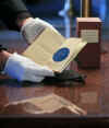 On December 23, 2008 it is announced that Barack Obama will be sworn in as the 44th US President on AbrahamLincoln's March 4, 1861 Inaugural Bible. This marks the first time the Lincoln Bible is used for another Inauguration.The burgundy velvet gilt-edged Lincoln Bible is displayed by Library of Congress curator Clark Evans. Barack Obama is inaugurated US President on January 20, 2009.