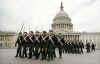 US Army practice marches in front of the Capitol Building in preparation for the inauguration of President Barack Obama on January 20, 2009.