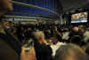 Crowds gather at the US Consulate in Dusseldorf, Germany to watch Barack Obama's January 20, 2009 inauguration.