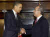 Barack Obama meets with Mexican President Felipe Calderon at the Mexican Cultural Institute in Washington on January 12, 2009.