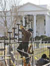 Preparations for the Presidential inauguration of Barack Obama continue in front of the White House.
