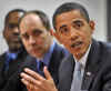 President-elect Barack Obama meets with the Washington Post Editorial board at the offices of the Washington Post on January 15, 2009.