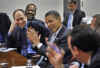 President-elect Barack Obama meets with the Washington Post Editorial board at the offices of the Washington Post on January 15, 2009.