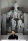 The Official Opening Inaugural Celebration at the Lincoln Memorial on January 18, 2009. Barack and Michelle Obama and Joe and Jill Biden attend an inaugural ceremony and concert at the Lincoln Memorial. Biden and Obama delivered short speeches at the Lincoln Memorial. Obama said Lincoln  is "the man who made this possible."