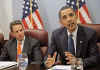 Barack Obama meets with his economic team in the Obama transition offices in Washington on January 5, 2009.