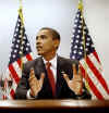 Obama holds press conference at Washington transition offices after meeting with future cabinet and economic advisors.