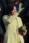 Michelle Obama arrives for ceremonies with Lincoln's 1861 bible. Barack Obama arrives for swearing-in ceremony.