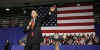 President Barack Obama speaks then answers questions from the audience at a town hall style meeting at Concord Community High School in Elkhart, Indiana. Questions were focused on the economy and the President's stimulus package.