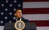 President Barack Obama speaks then answers questions from the audience at a town hall style meeting at Concord Community High School in Elkhart, Indiana. Questions were focused on the economy and the President's stimulus package.
